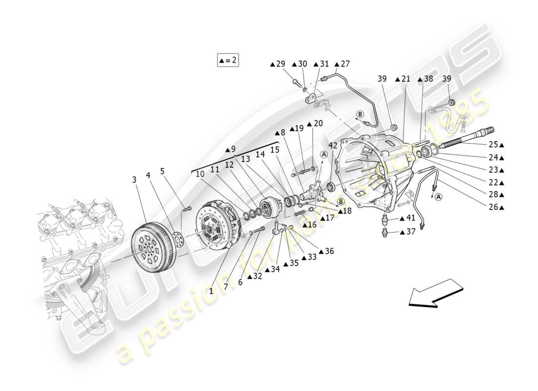Maserati GranTurismo (2009) Friction Discs And Housing For F1 Gearbox Part Diagram