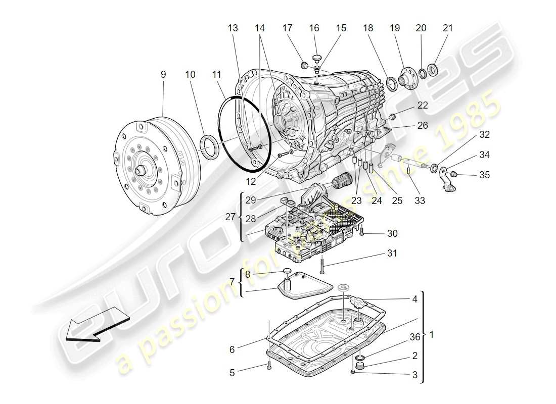 Maserati GranTurismo (2009) gearbox housings Parts Diagram