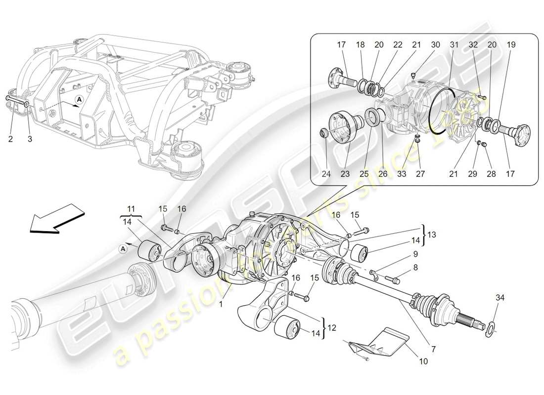 Maserati GranTurismo (2009) DIFFERENTIAL AND REAR AXLE SHAFTS Part Diagram