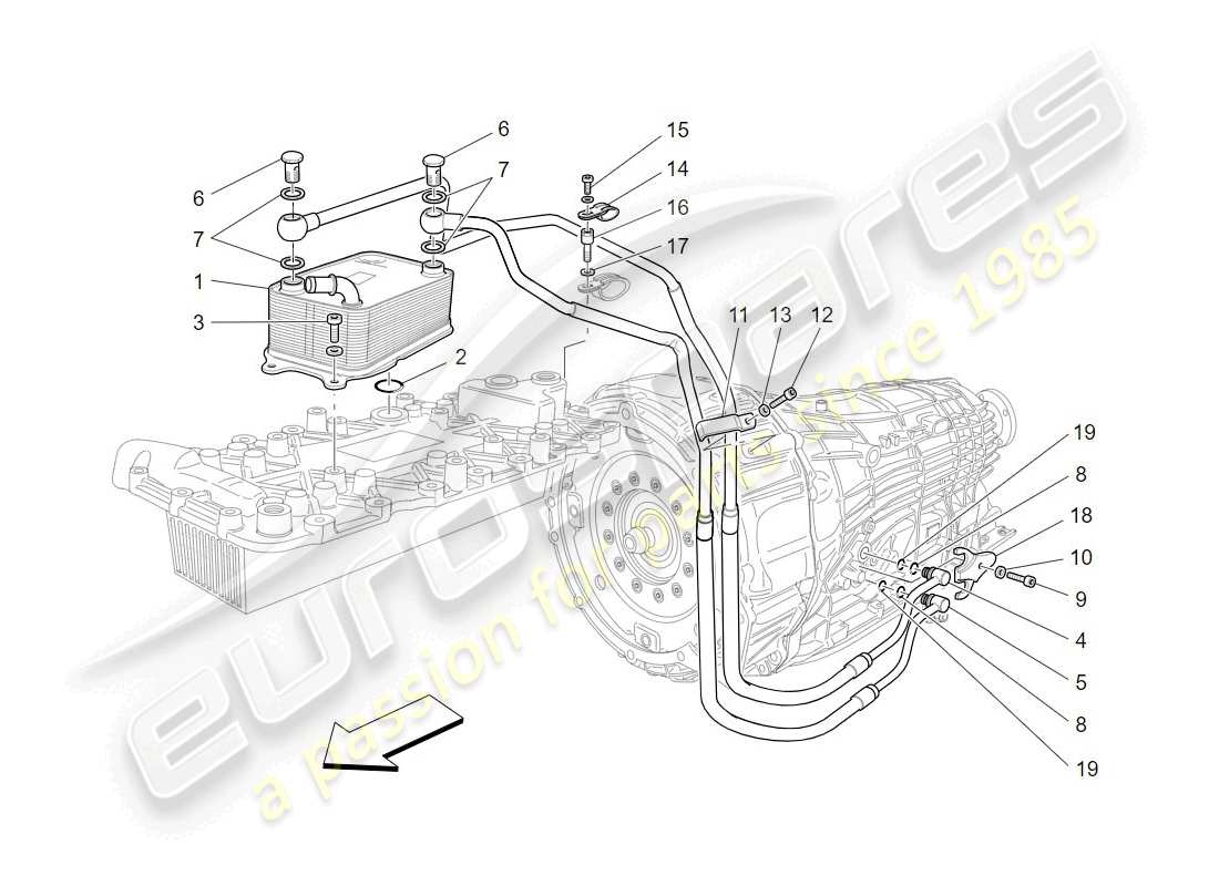 Maserati GranTurismo (2009) lubrication and gearbox oil cooling Part Diagram