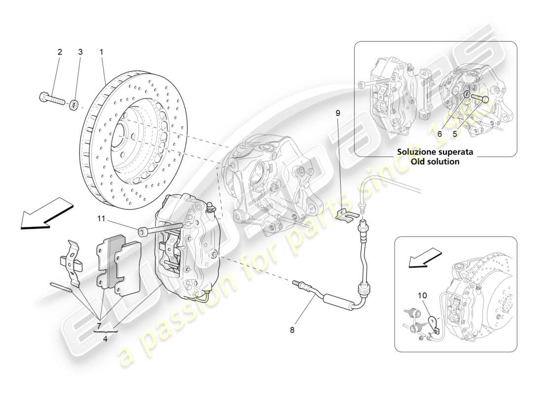 Maserati GranTurismo (2009) braking devices on rear wheels Parts Diagram