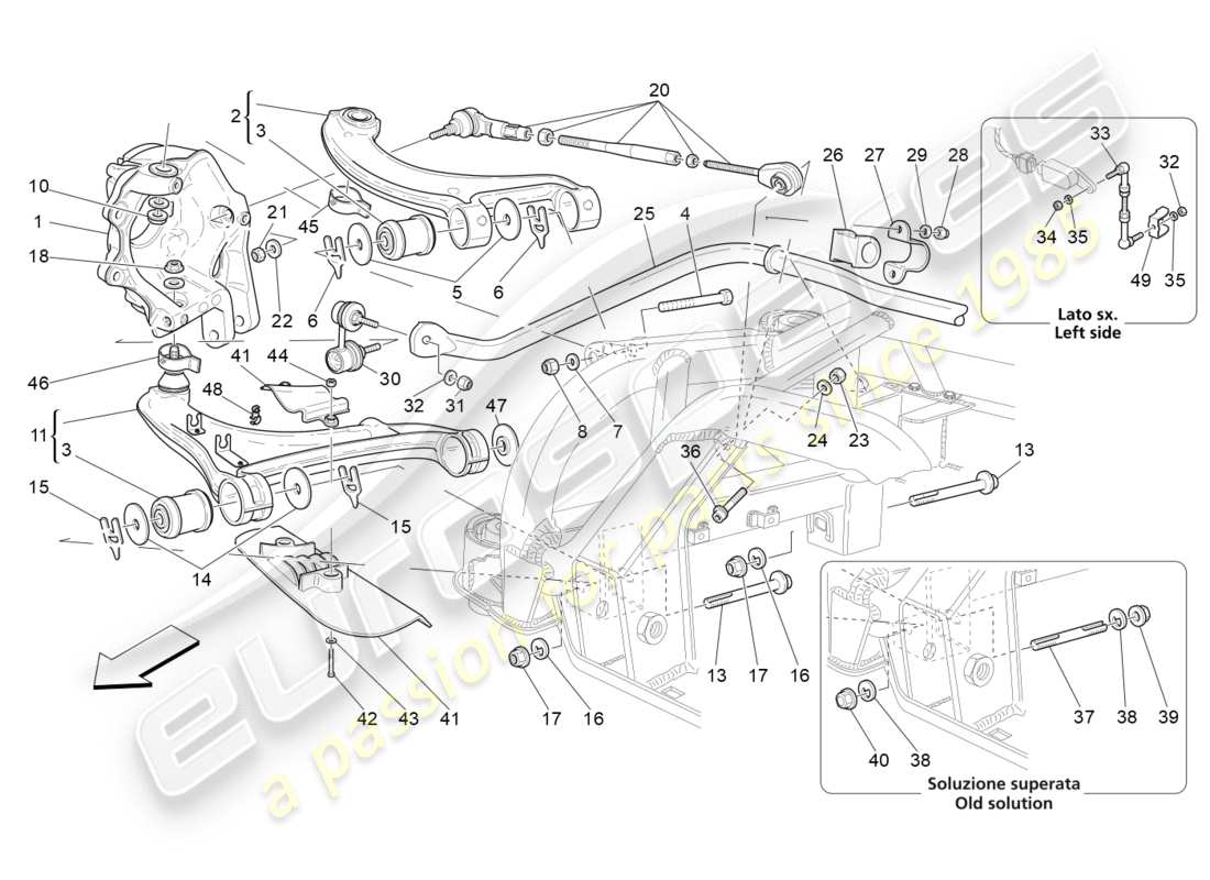 Maserati GranTurismo (2009) Rear Suspension Parts Diagram