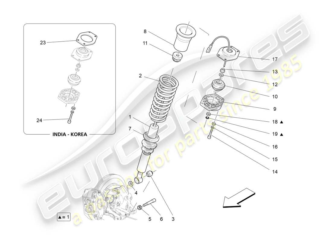 Maserati GranTurismo (2009) rear shock absorber devices Part Diagram