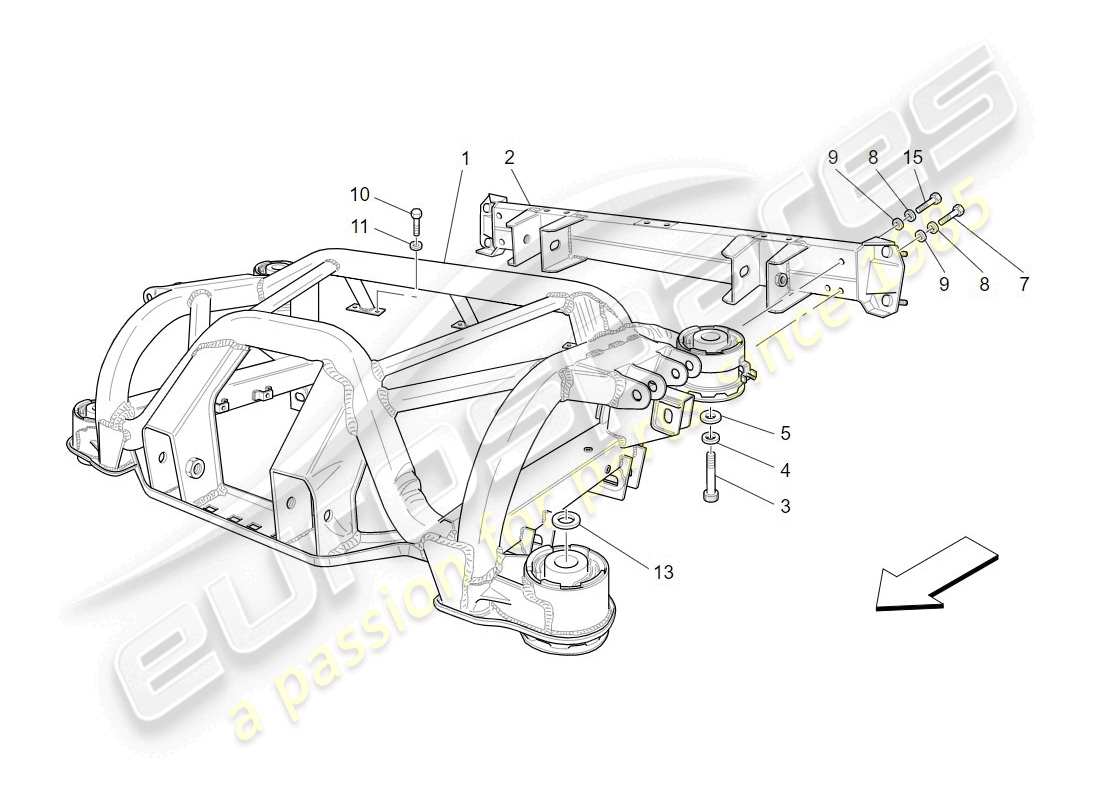 Maserati GranTurismo (2009) rear chassis Parts Diagram