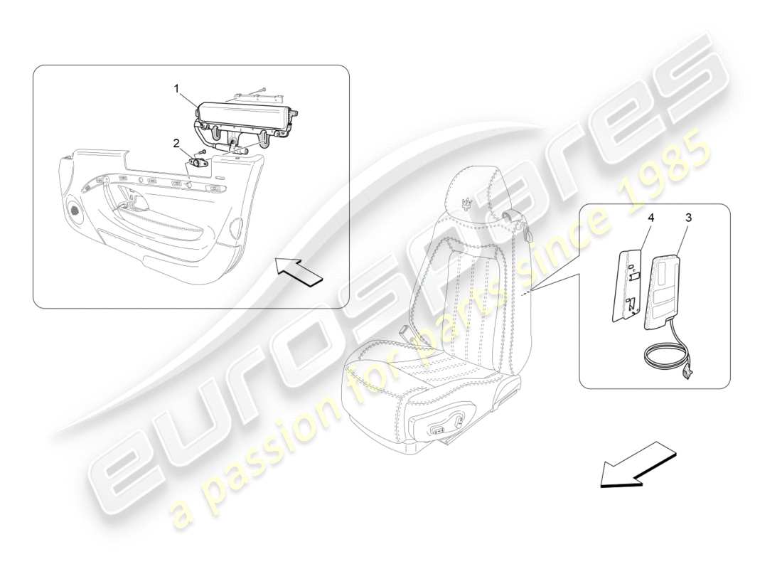 Maserati GranTurismo (2009) FRONT SIDE BAG SYSTEM Parts Diagram