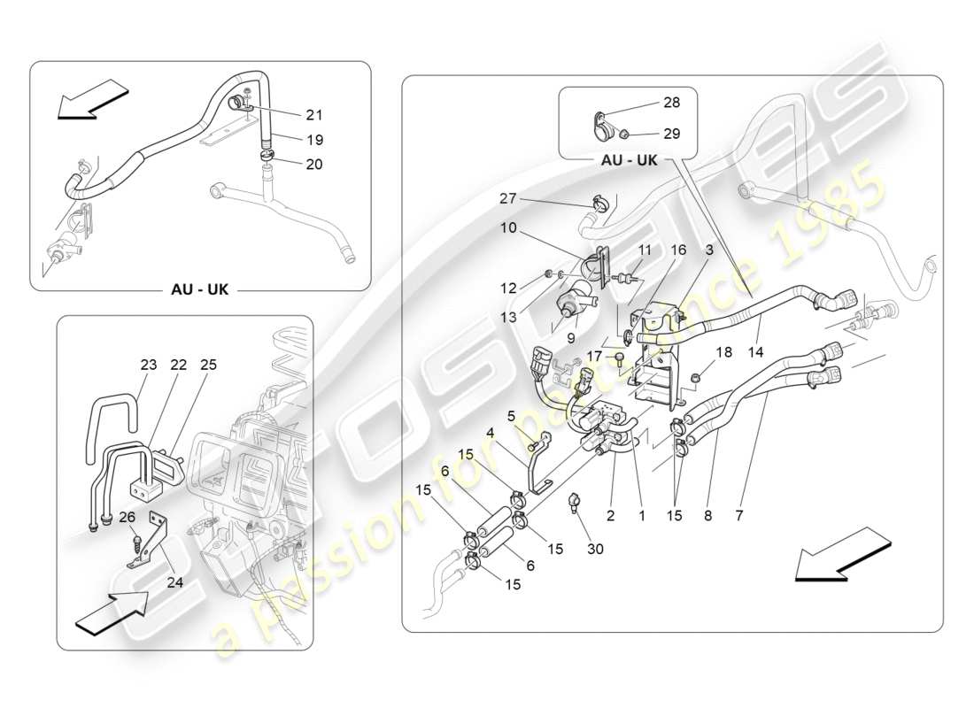 Maserati GranTurismo (2009) a/c unit: engine compartment devices Parts Diagram