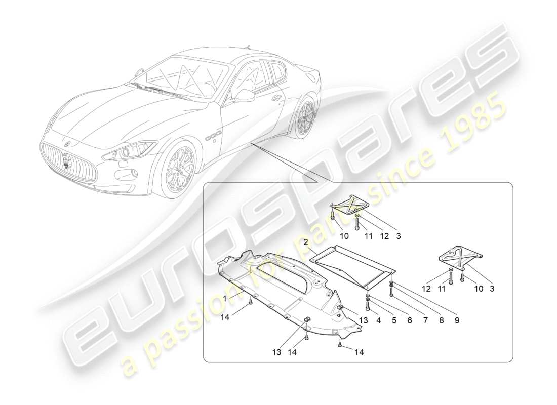 Maserati GranTurismo (2009) underbody and underfloor guards Parts Diagram