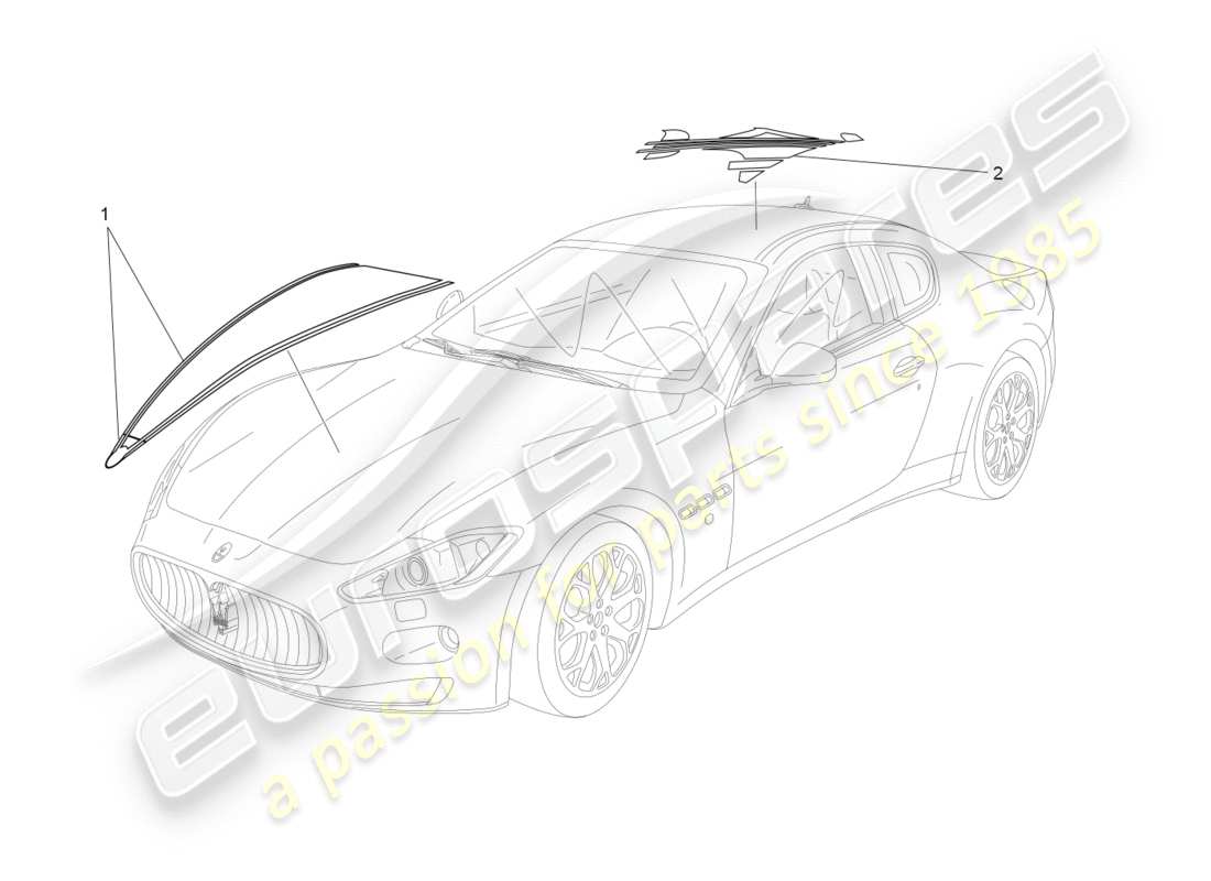 Maserati GranTurismo (2009) shields, trims and covering panels Part Diagram