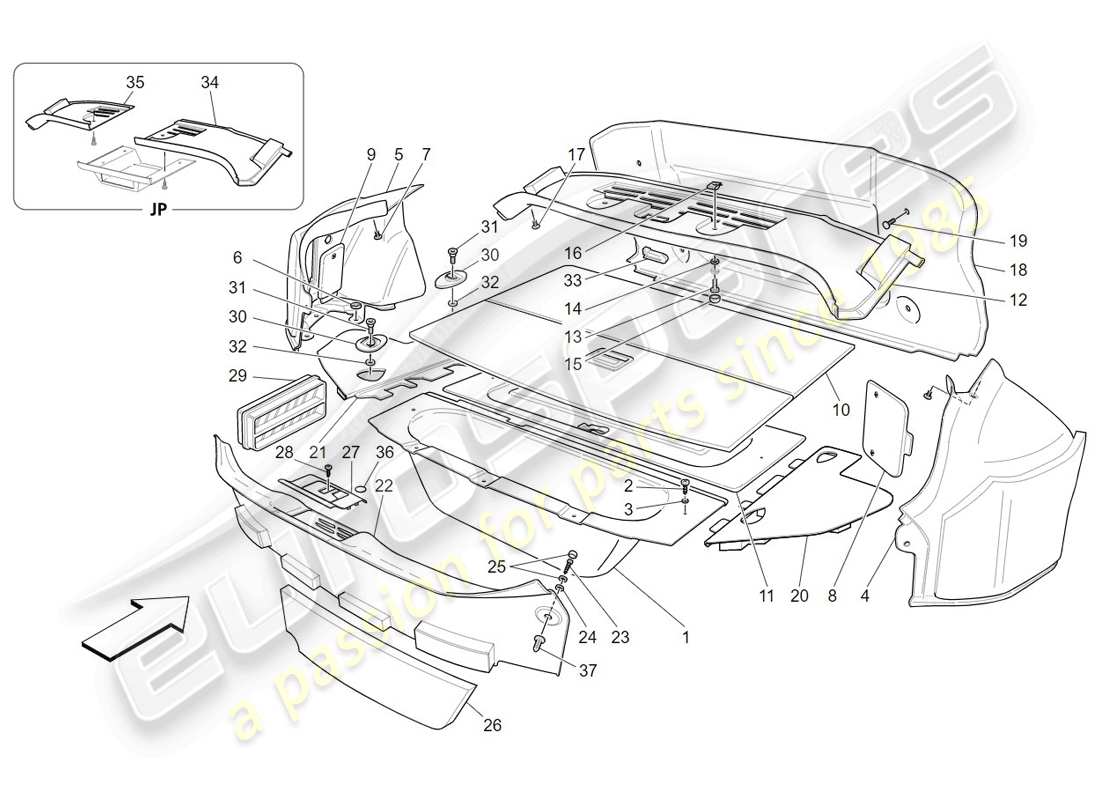 Maserati GranTurismo (2009) LUGGAGE COMPARTMENT MATS Parts Diagram