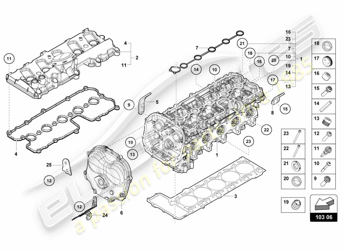 Lamborghini LP580-2 COUPE (2017) COMPLETE CYLINDER HEAD Part Diagram