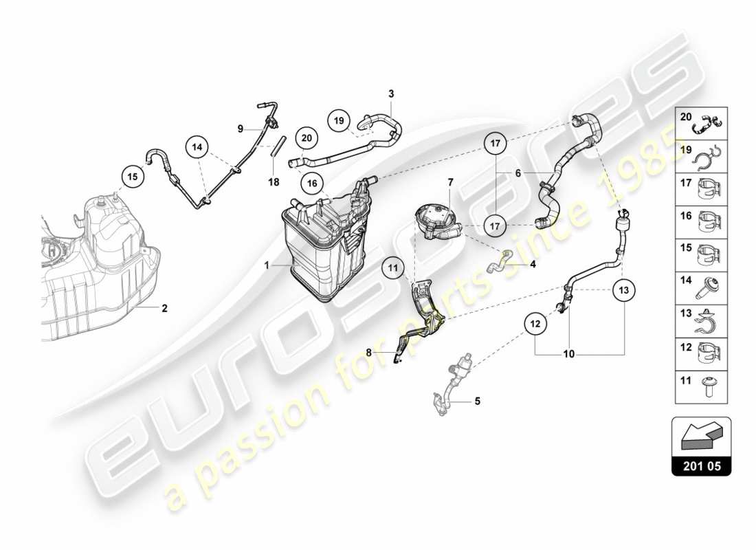 Lamborghini LP580-2 COUPE (2017) ACTIVATED CHARCOAL CONTAINER Part Diagram