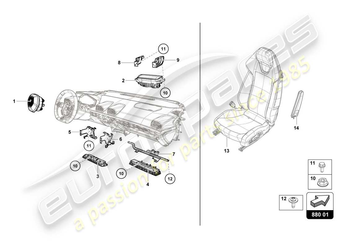 Lamborghini LP580-2 COUPE (2017) AIRBAG Part Diagram