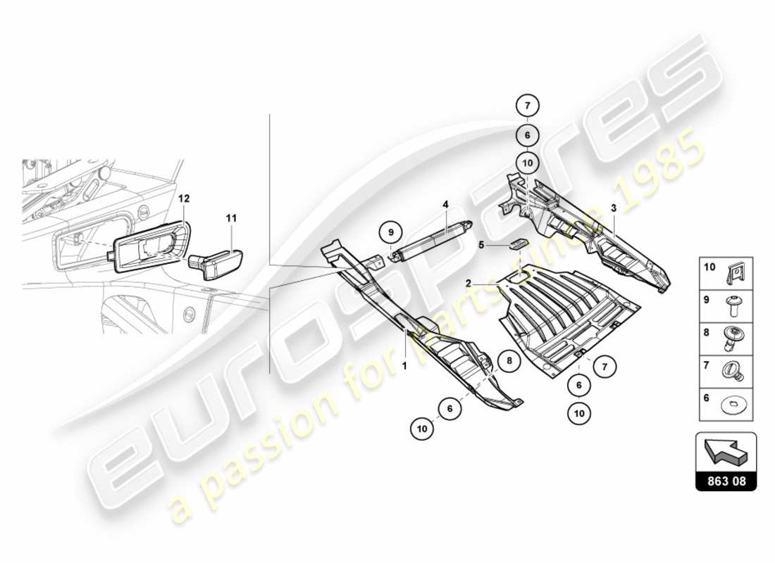 Lamborghini LP580-2 COUPE (2018) ENGINE COVER CARBON Part Diagram