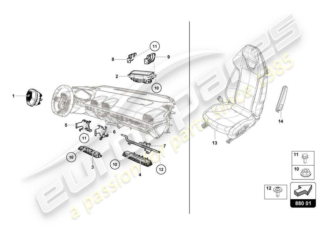 Lamborghini LP580-2 COUPE (2018) AIRBAG Part Diagram