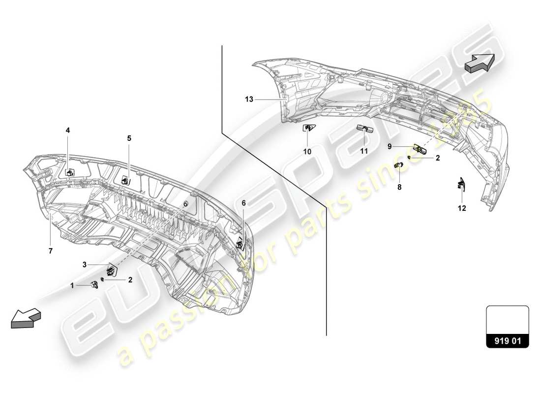 Lamborghini LP580-2 COUPE (2018) SENSORS CENTER Part Diagram
