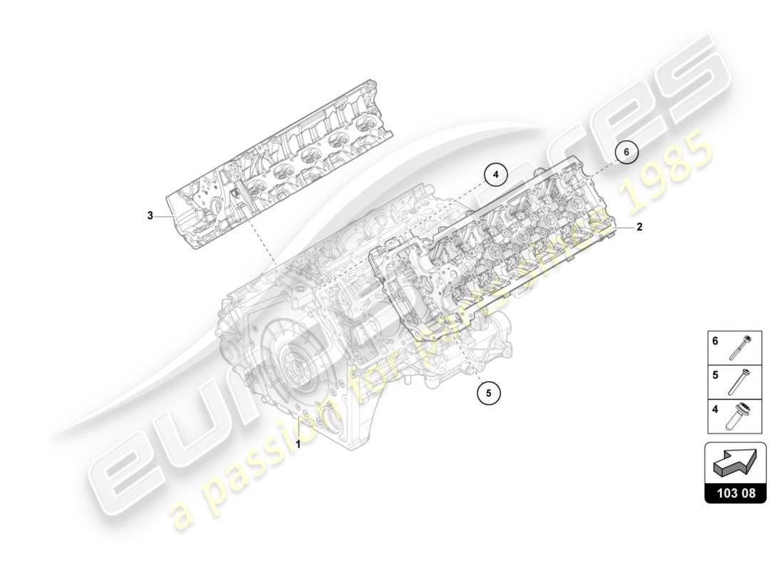 Lamborghini LP580-2 COUPE (2019) COMPLETE CYLINDER HEAD (WITHOUT CAMSHAFT AND WITHOUT GLOW PLUG) Part Diagram