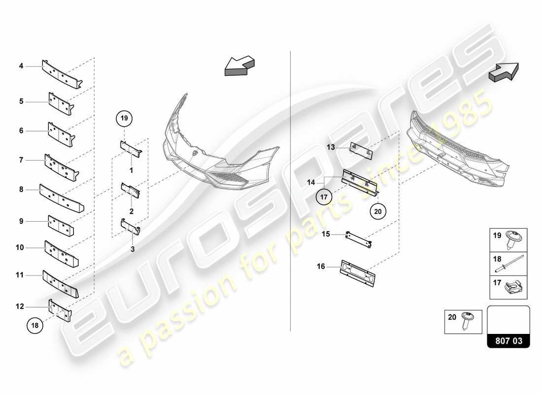 Lamborghini LP580-2 COUPE (2019) LICENCE PLATE HOLDER Part Diagram