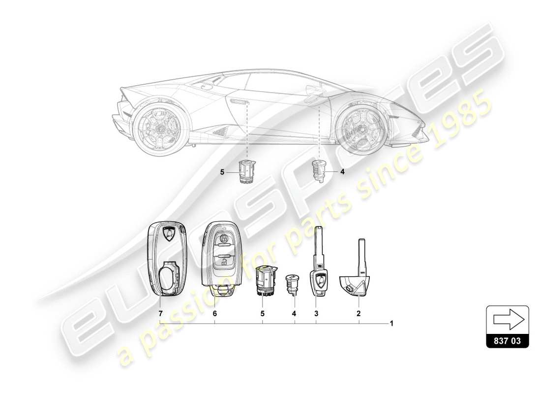Lamborghini LP580-2 SPYDER (2016) LOCK WITH KEYS Part Diagram