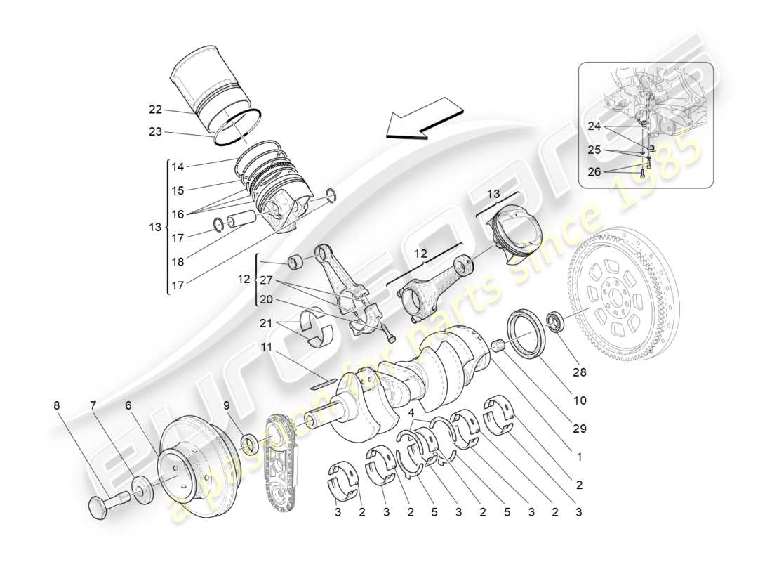 Maserati GranTurismo (2010) crank mechanism Part Diagram