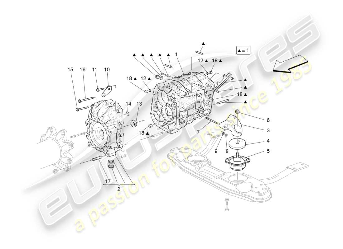 Maserati GranTurismo (2010) gearbox housings Part Diagram