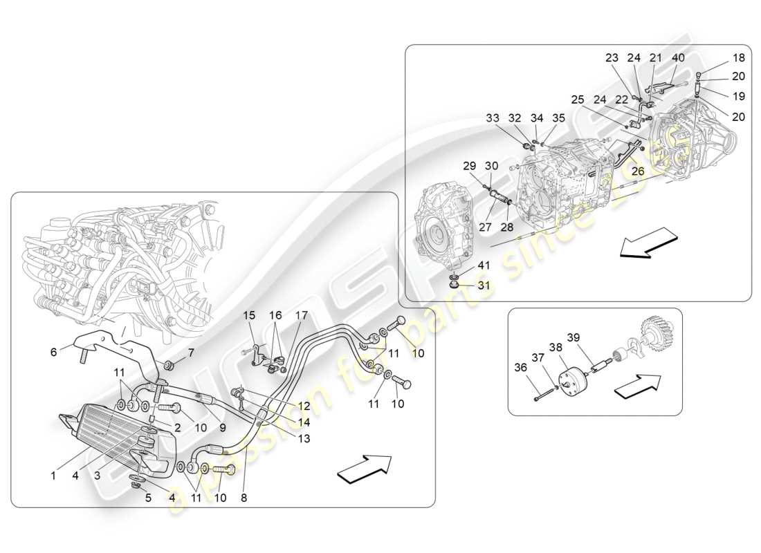 Maserati GranTurismo (2010) lubrication and gearbox oil cooling Part Diagram