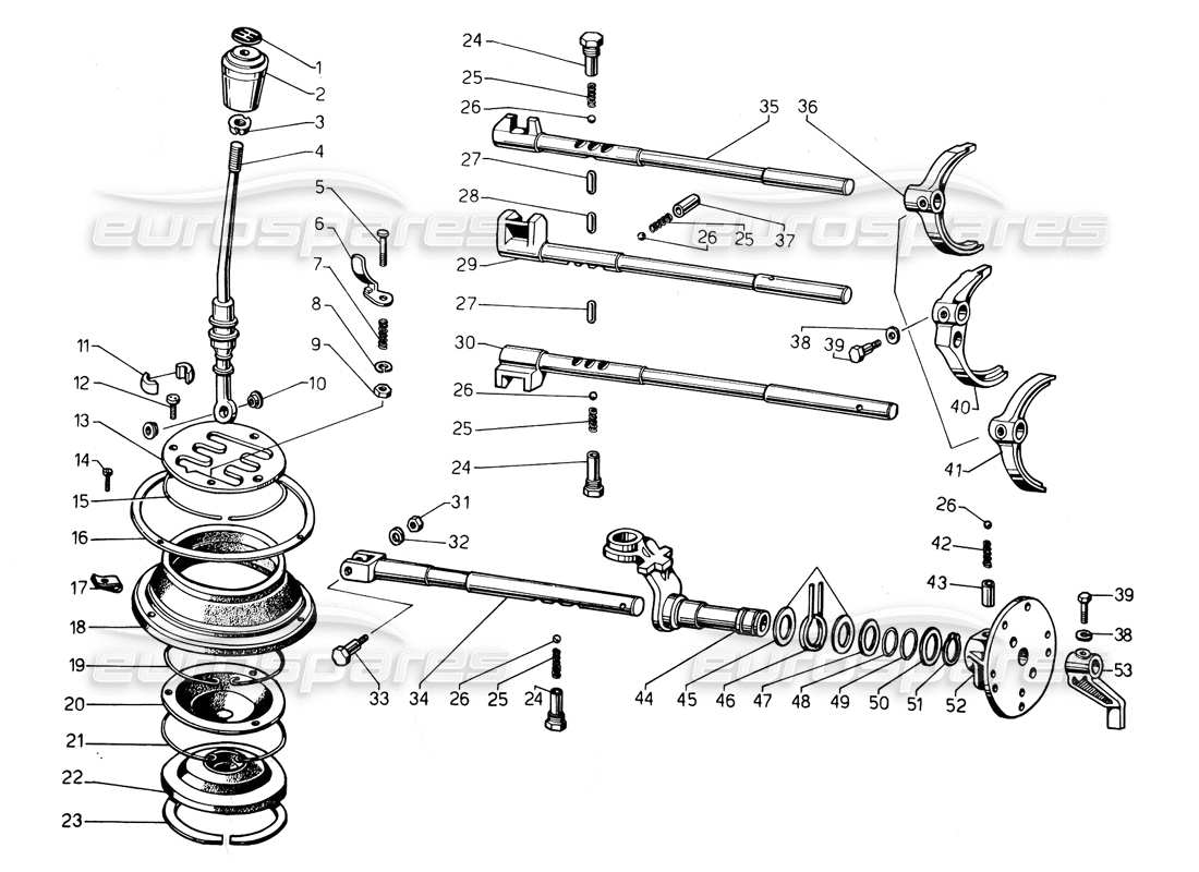 Lamborghini Countach 5000 QV (1985) Gear shift lever Part Diagram