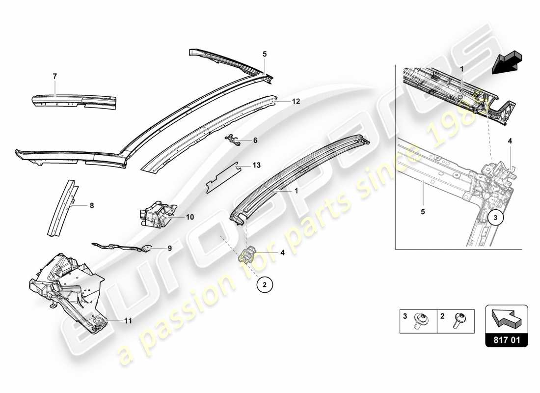 Lamborghini LP580-2 SPYDER (2018) HINGED WINDOW Part Diagram