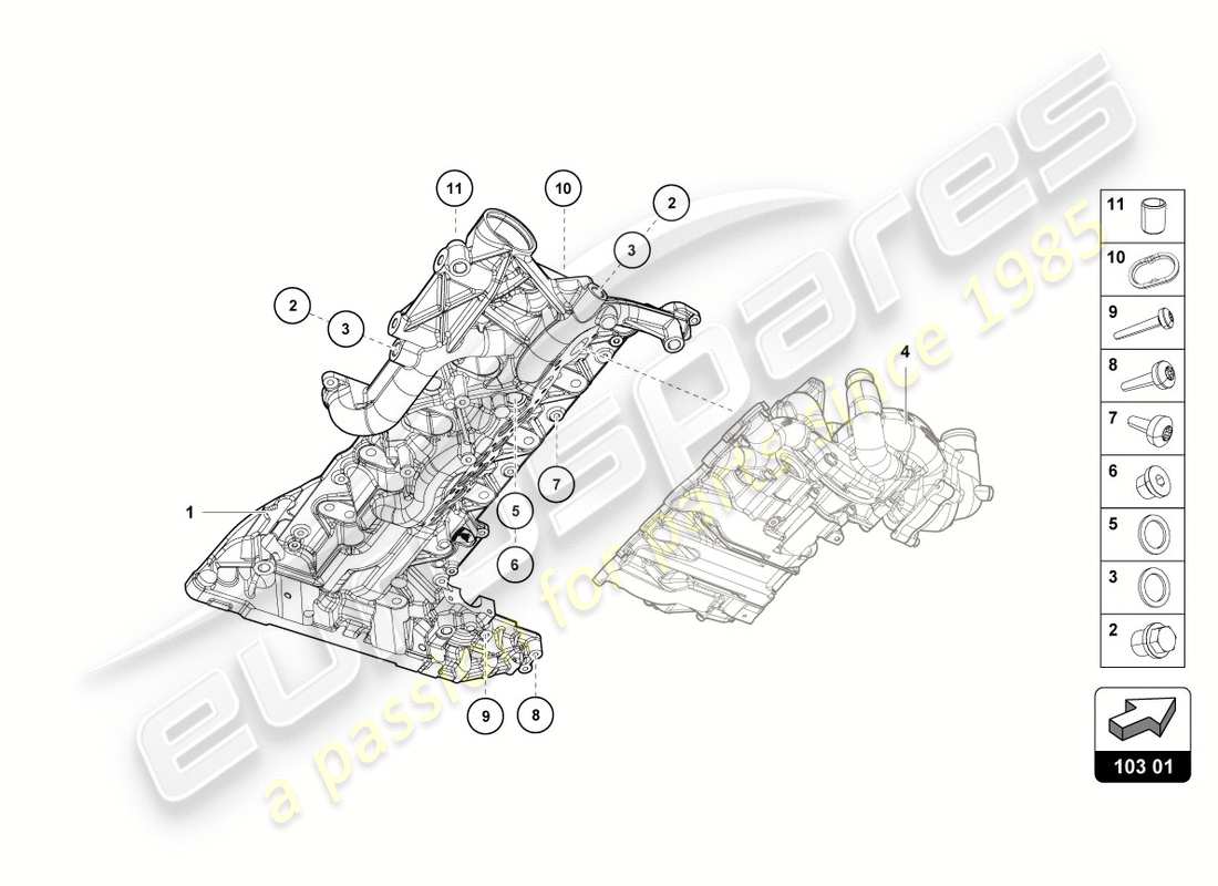 Lamborghini LP580-2 SPYDER (2019) engine oil sump Part Diagram