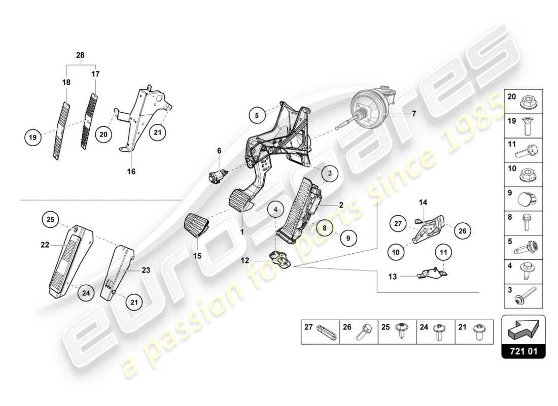 Lamborghini LP580-2 SPYDER (2019) BRAKE AND ACCEL. LEVER MECH. Part Diagram