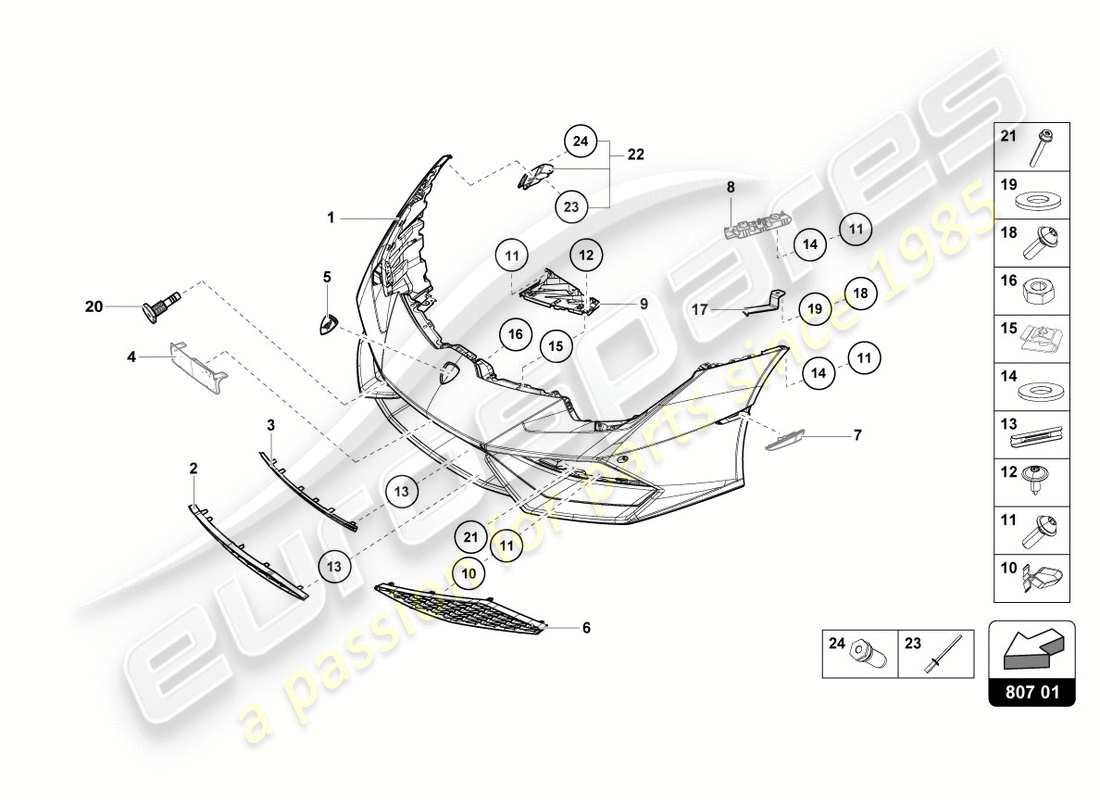 Lamborghini LP610-4 Avio (2017) BUMPER, COMPLETE FRONT Part Diagram