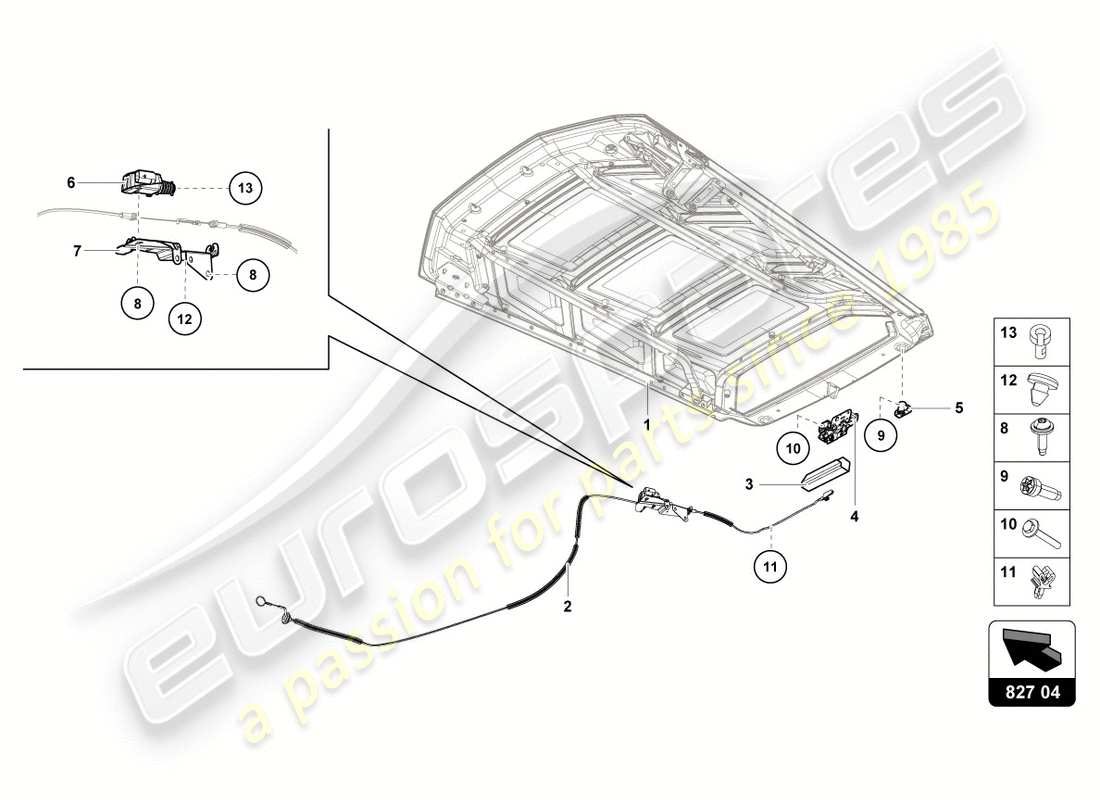 Lamborghini LP610-4 Avio (2017) RELEASE LEVER Part Diagram