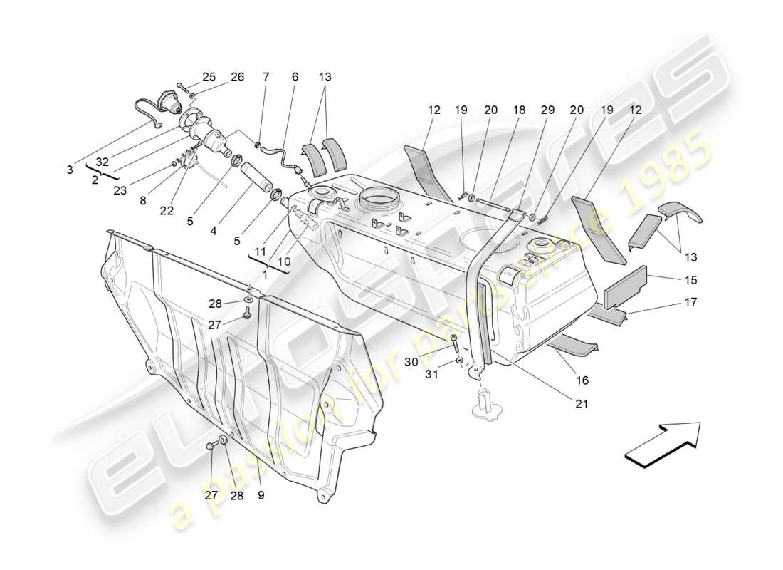 Maserati GranTurismo (2012) FUEL TANK Parts Diagram