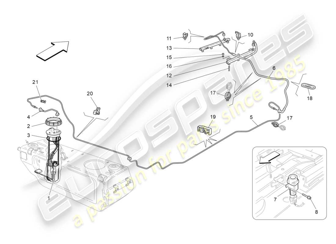 Maserati GranTurismo (2012) fuel pumps and connection lines Part Diagram