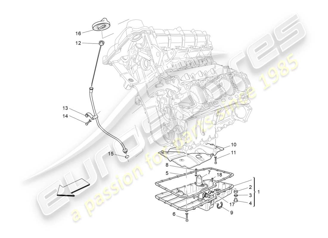 Maserati GranTurismo (2012) lubrication system: circuit and collection Parts Diagram