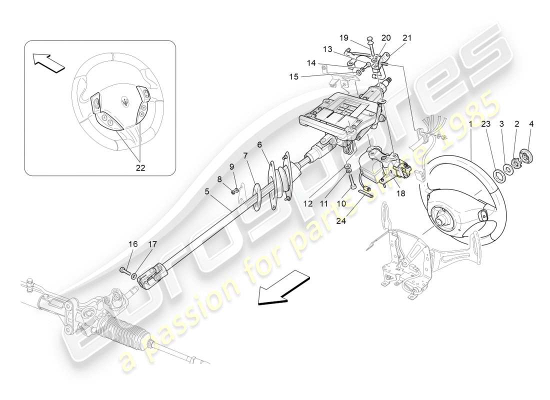 Maserati GranTurismo (2012) steering column and steering wheel unit Part Diagram