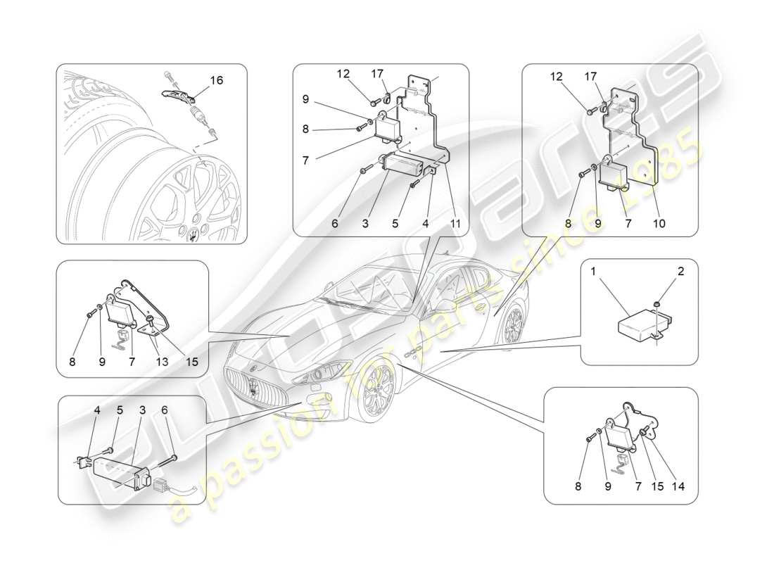 Maserati GranTurismo (2012) TYRE PRESSURE MONITORING SYSTEM Part Diagram