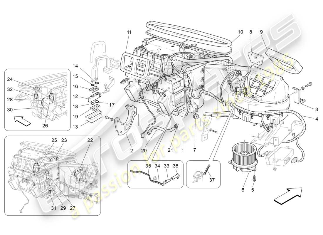 Maserati GranTurismo (2012) a/c unit: dashboard devices Part Diagram