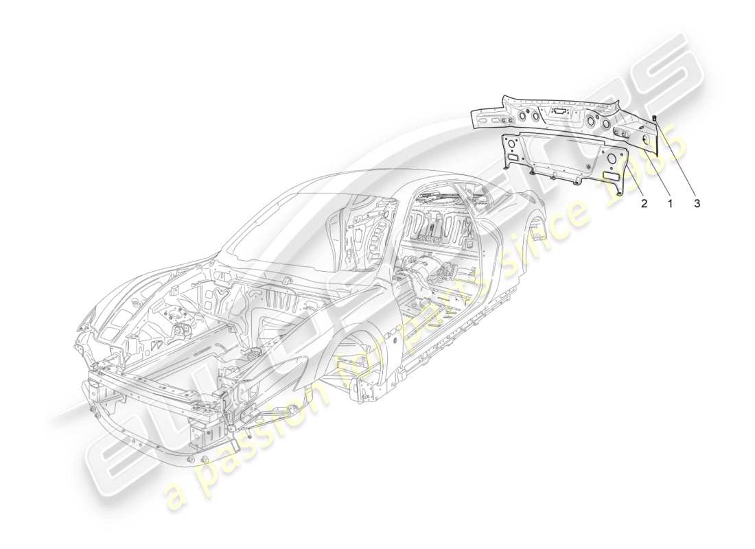 Maserati GranTurismo (2012) BODYWORK AND REAR OUTER TRIM PANELS Parts Diagram