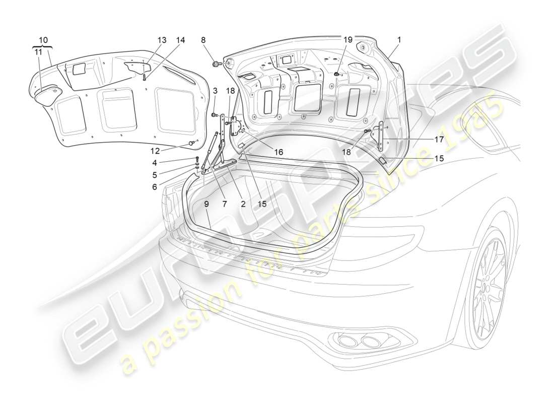 Maserati GranTurismo (2012) REAR LID Parts Diagram