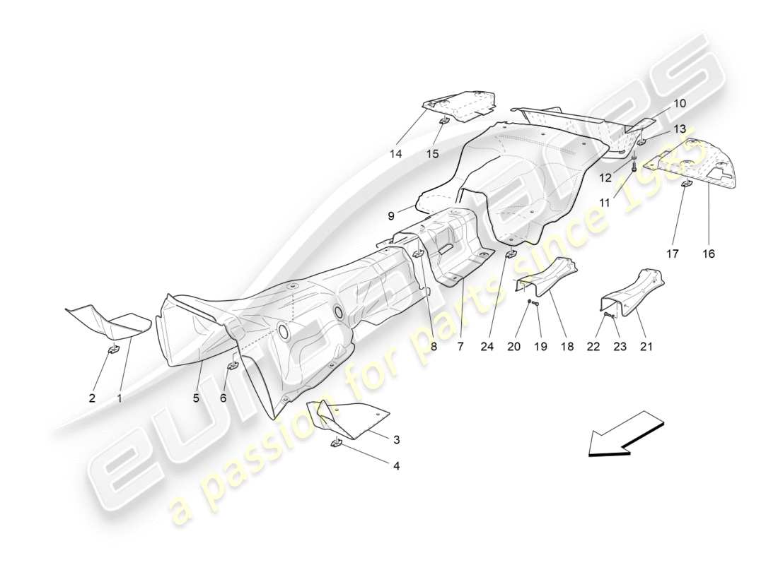 Maserati GranTurismo (2012) thermal insulating panels Parts Diagram