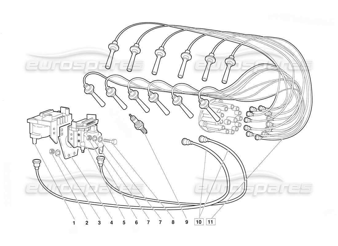 Lamborghini Diablo (1991) Electrical Components (Valid for June 1992 Version) Part Diagram