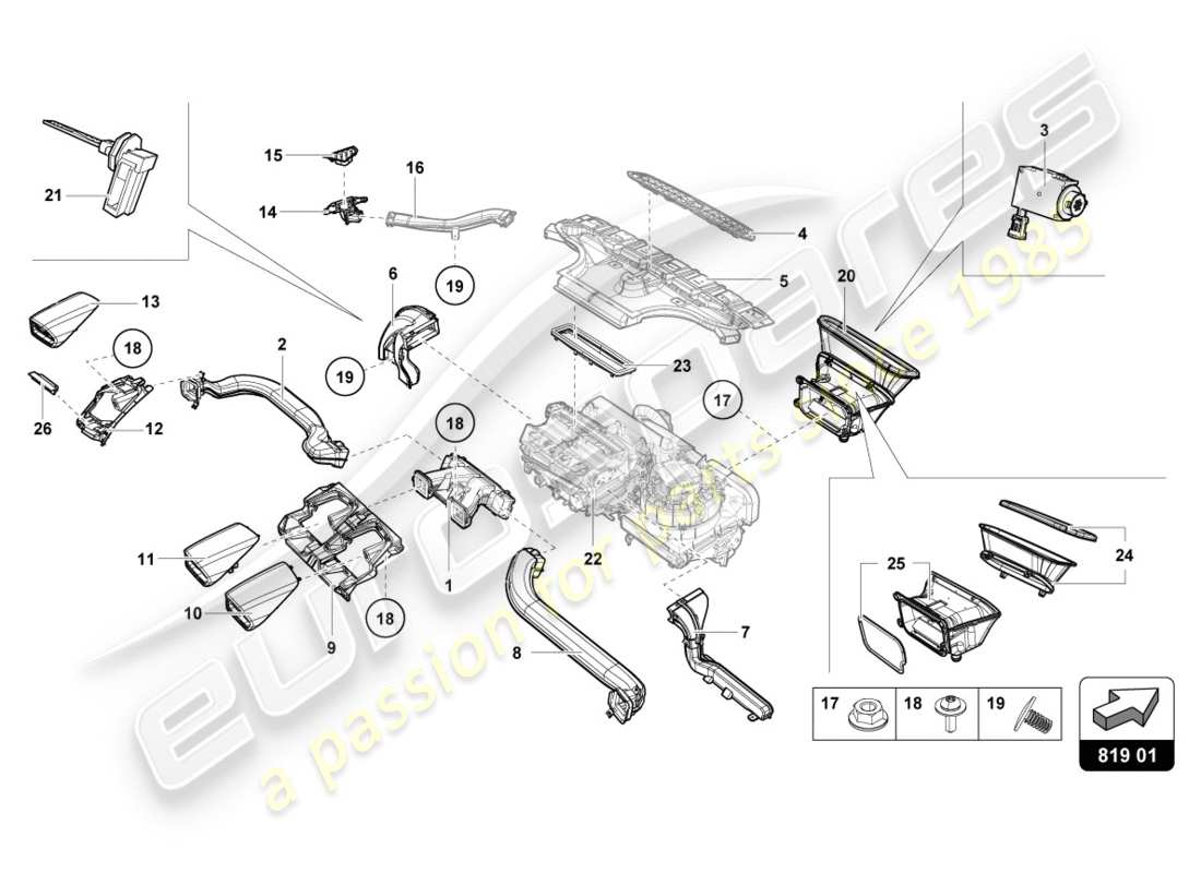Lamborghini LP610-4 SPYDER (2018) AIR VENT Parts Diagram