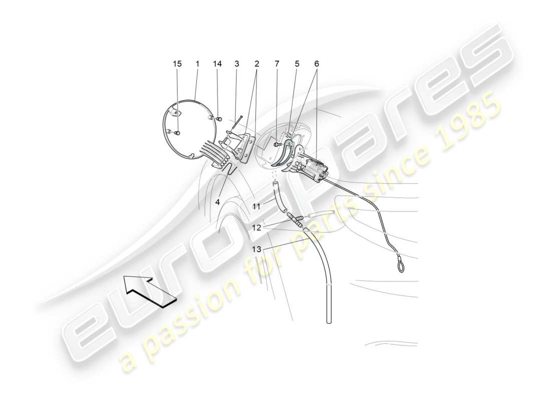 Maserati GranTurismo (2014) FUEL TANK DOOR AND CONTROLS Part Diagram