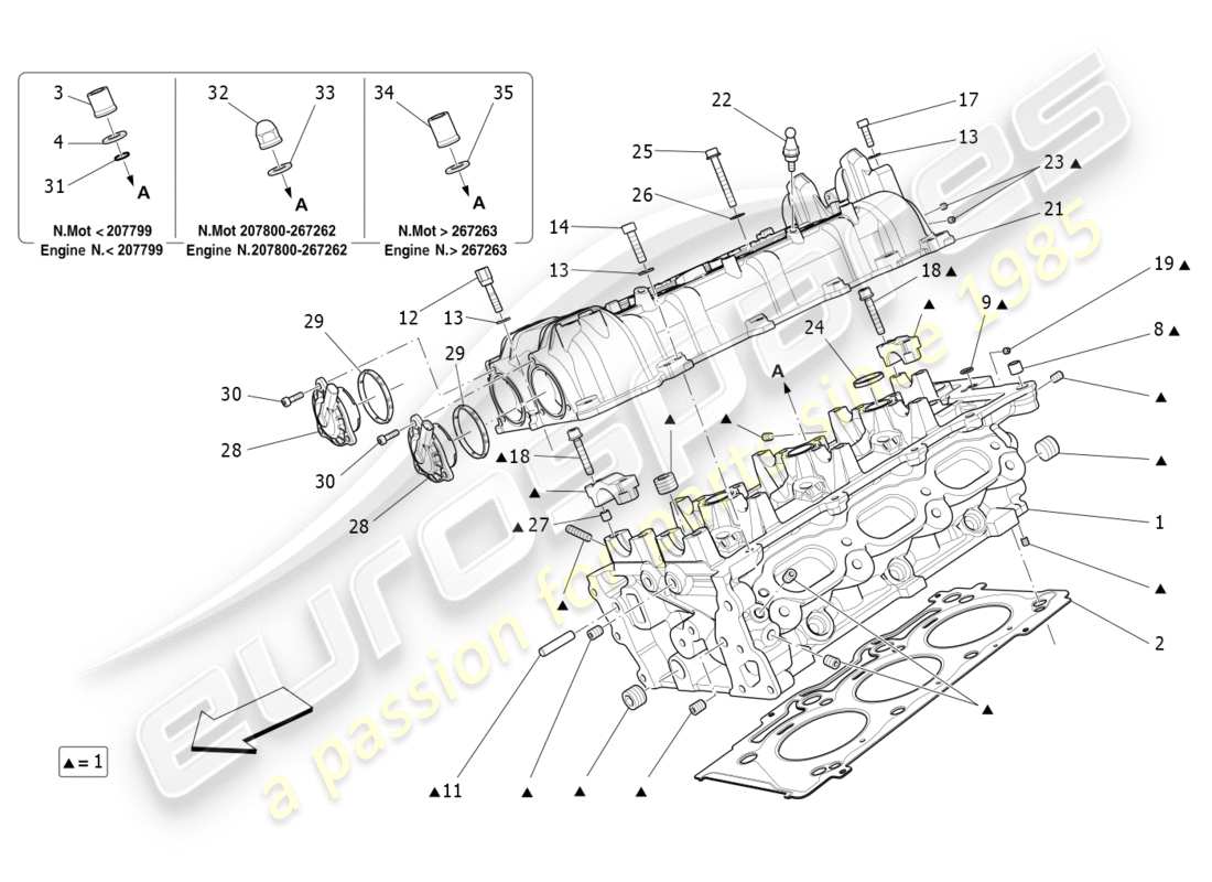 Maserati QTP 3.0 BT V6 410HP (2014) RH cylinder head Part Diagram