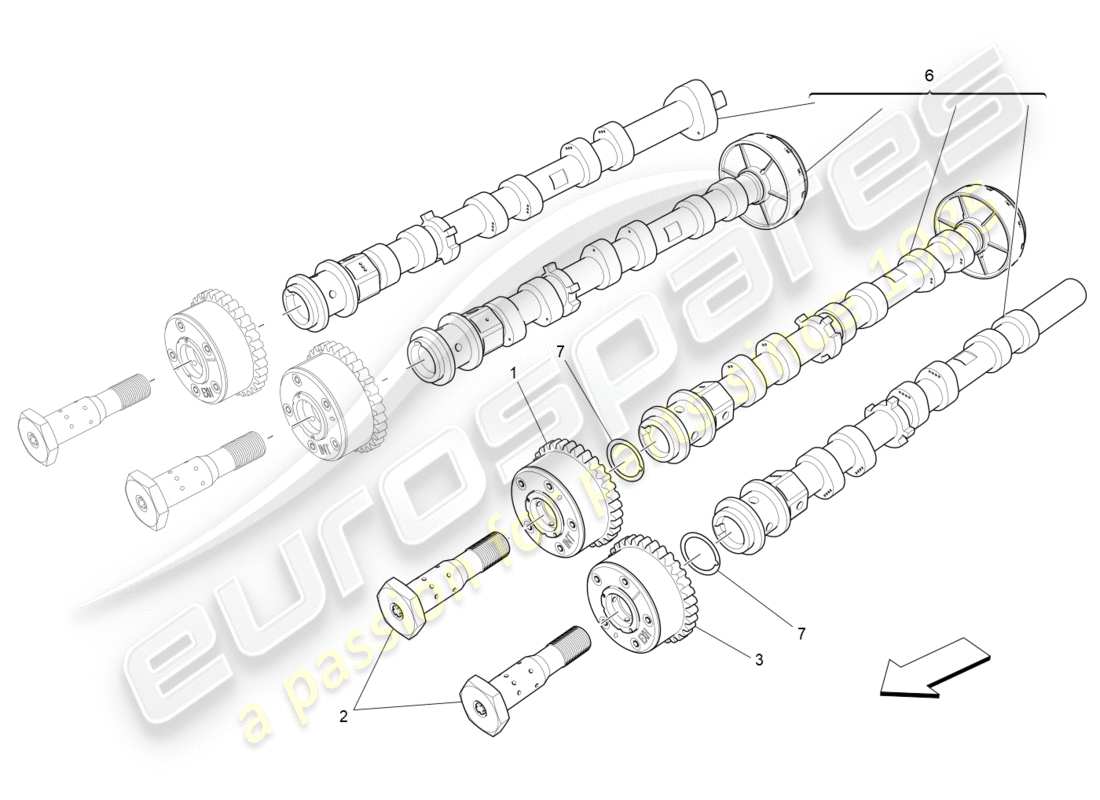 Maserati QTP 3.0 BT V6 410HP (2014) lh cylinder head camshafts Part Diagram