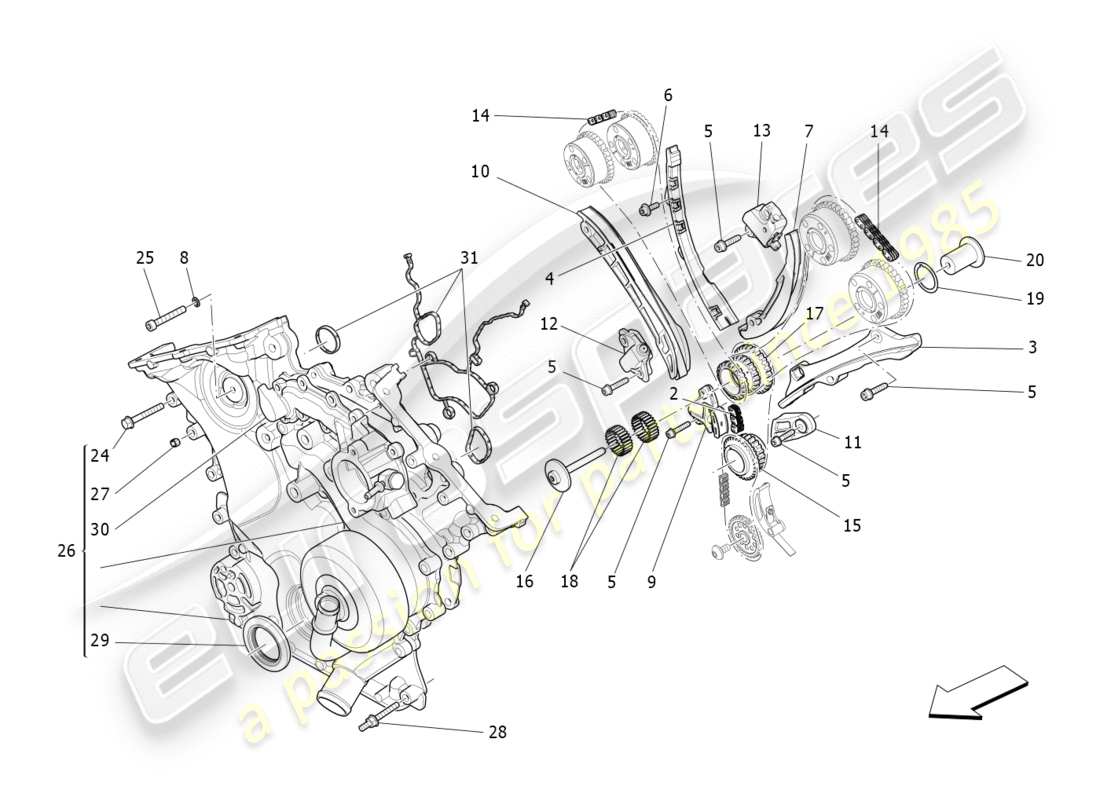 Maserati QTP 3.0 BT V6 410HP (2014) timing Part Diagram