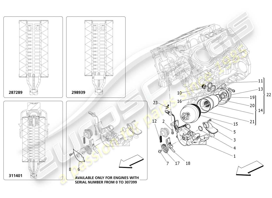 Maserati QTP 3.0 BT V6 410HP (2014) lubrication system: pump and filter Part Diagram
