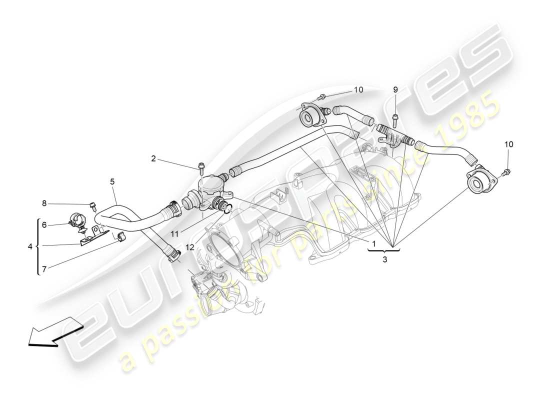 Maserati QTP 3.0 BT V6 410HP (2014) oil vapour recirculation system Part Diagram