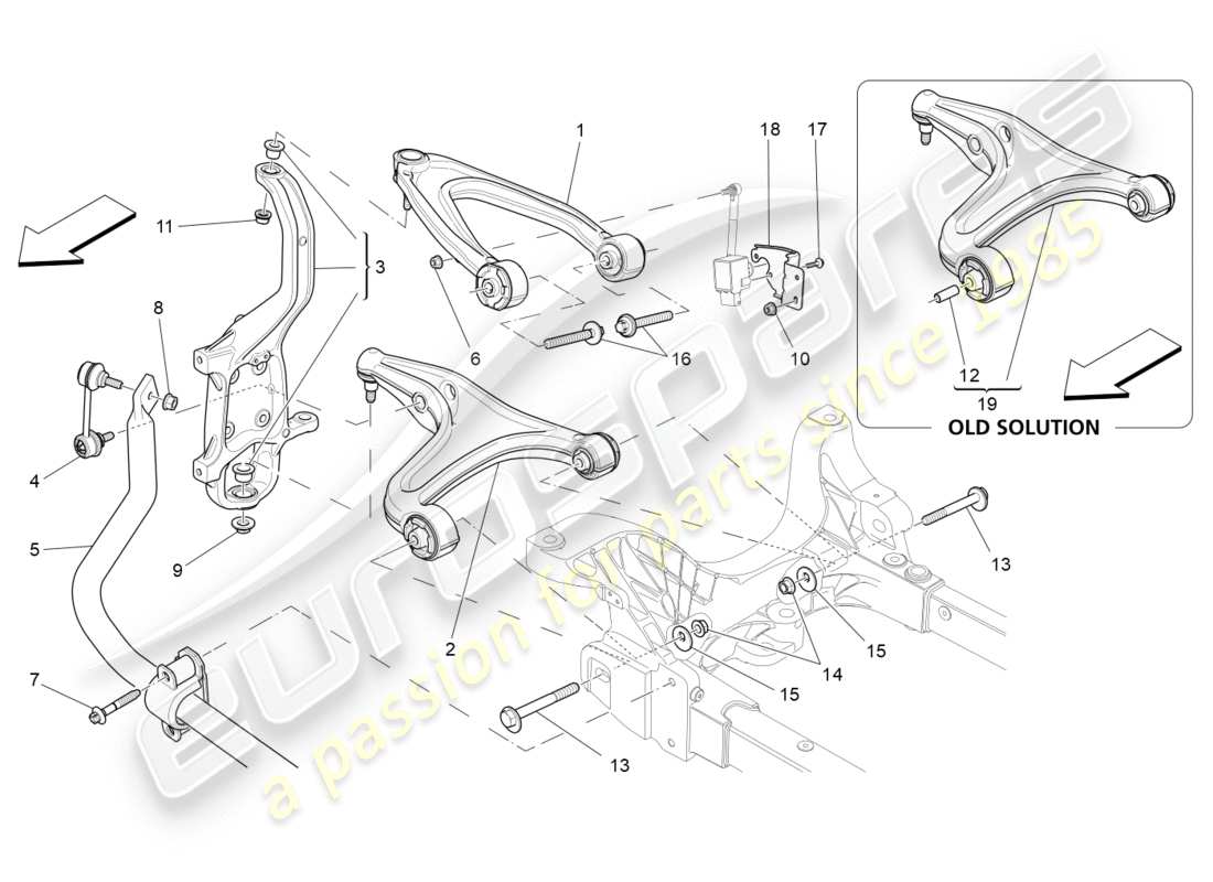 Maserati QTP 3.0 BT V6 410HP (2014) Front Suspension Part Diagram