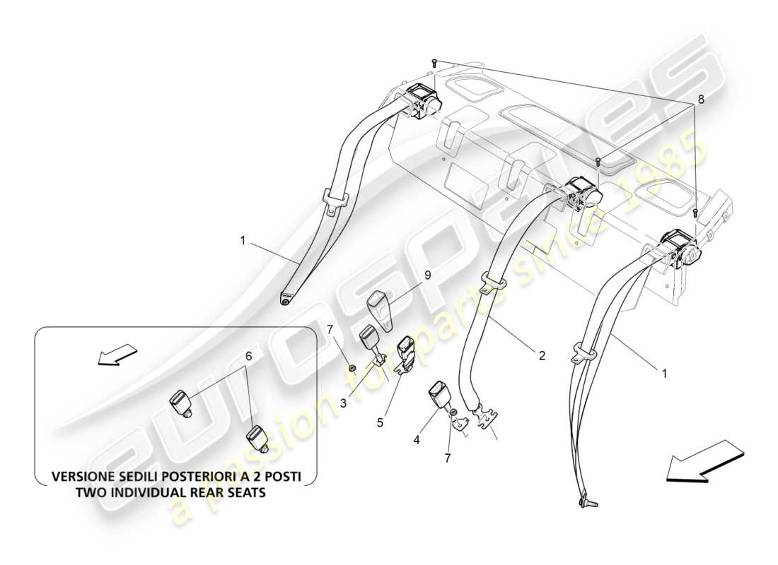 Maserati QTP 3.0 BT V6 410HP (2014) REAR SEAT BELTS Part Diagram